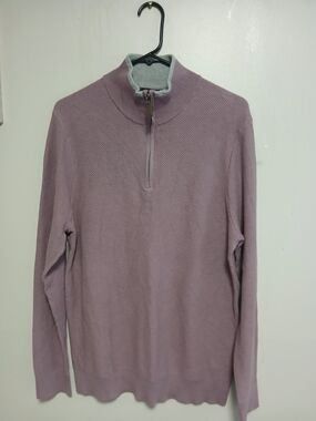 Tahari Dusty Lavender Quarter-Zip Men's Sweater